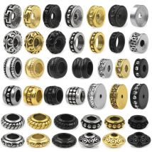 4 Stück Metall-Trenner, rund, Edelstahl, europäisches kleines Loch, Abstandsperlen, Charms für DIY-Perlenarmbänder, Schmuckherstellung