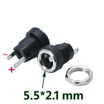 10Pcs DC022B Gold plated DC Power Supply Jack Socket Female Connector 5.5x2.1mm Plug Adapter Panel Mount 2 Terminal Types