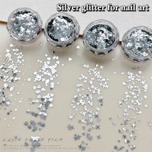1Box 3D Mini Round Heart Star Nail Art Charms Sequin Nail Art Flake Silvery Shiny Charms Accessories