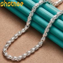 SHSTONE 925 Sterling Silber 5 mm 20/24 Zoll Kette Wasserhahn Halskette für Frauen Mann Verlobung Hochzeit Mode eleganten Charme Schmuck