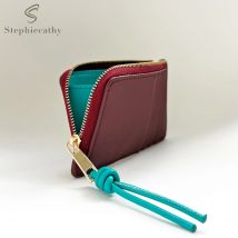 Modische Damen-Kartenhalter aus echtem Leder, schmal, Farbblock, Reißverschlusstasche, Karten, Münzen, Bargeld, tragbar, tägliche Geldbörse, kleine Geldbörse