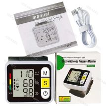 Misuratore di pressione arteriosa da polso Tonometro digitale automatico Sfigmomanom BP Schermo LCD Misuratore di impulsi della frequenza cardiaca portatile per assistenza sanitaria
