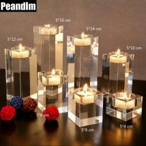 PEANDIM Home Dekorationen Leuchter Hochzeit Idee K9 Kristall Kerze Halter Tisch Mittelstücke Bar Kaffee Shop Dekorationen