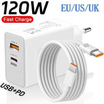 Caricatore rapido da 120 W Cavo USB tipo C PD Adattatore di ricarica rapida per iPhone 17 16 15 Pro Xiaomi Samsung Oneplus Huawei