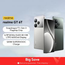 [Estreno mundial] Smartphone realme GT 6T Pantalla OLED 6000nit de 6,78" 120 Hz Snapdragon ®   Procesador 7+ Gen 3 120W Carga 5500mAh