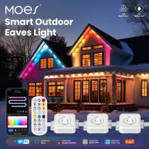 MOES Tuya WiFi Smart Eaves String LED Lichter Outdoor IP67 Wasserdicht 1600 Millionen RGB Farbe RF Fernbedienung Alexa Google Hause