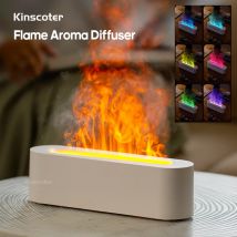 KINSCOTER Diffusore di aromi di oli essenziali Fiamma Umidificatore Diffusore di nebbia fredda ad ultrasuoni con luce notturna di fuoco realistica RGB