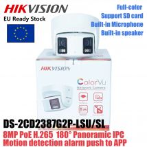 HIKVISION DS-2CD2387G2P-LSU/SL Full Color 8MP Panoramic ColorVu telecamera di rete a torretta fissa altoparlante microfono integrato