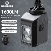 ROCKBROS 1600LM Lampka Rowerowa z Pilotem, Cyfrowym Wyświetlaczem, Latarka Rowerowa, Reflektor PX6, Inteligentne Lampki Rowerowe na Każdą Pogodę