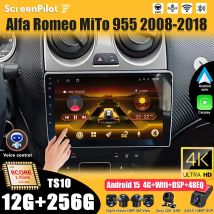 Autoradio Android 15 per Alfa Romeo MiTo 955 2008-2018, 2 DIN, Lettore Multimediale Video, Navigatore GPS, Mirror Link, 8 Core, Wi-Fi 4G
