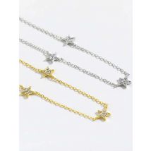 ANDYWEN 925 Sterling Silver Gold Starry Sky Spakle Star Linked CZ Zircon Choker Necklace Long Chains Women Wedding Jewelry Gift