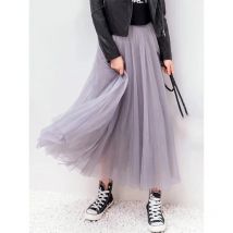Vintage Tüll Rock Frauen Streetwear Elastische Hohe Taille Mesh Plissee Röcke Sommer Elegante Koreanische EINE Linie Büro Damen Rock Neue