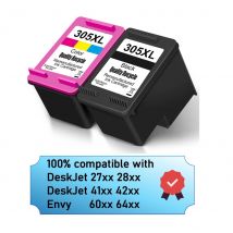 Cartuccia hp 305 XL Sostituzione ad alto rendimento per cartuccia d'inchiostro hp 305XL Nero Tricolore Funziona con stampante Deskjet / Envy