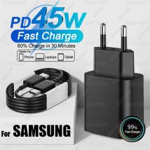 PD 45W Caricatore Adattatore per telefono a ricarica rapida per Samsung Galaxy S24 S23 S22 S25 Ultra A54 A15 A35 A55 5G Caricatore USB Tipo C Cavo