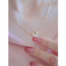 925 Sterling Silver Sparkling Moon Fashion Pendant Necklaces Basic Daily Trendy Jewelry For Women Gifts