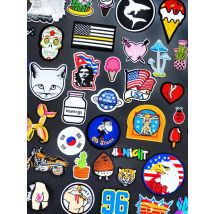 French Fries Mushroom Motorcycle DIY Iron on Patches for Clothing Embroidered Sewing Applique