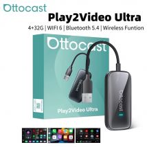 OTTOCAST Play2Video Ultra inalámbrico CarPlay y Android Auto AI Box incorporado YouTube Netflix IPTV Plug & Play para coche con cable de fábrica