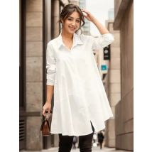 Weiße beiläufige lose Blusen für Damen, 2024, Herbst, koreanische Mode, mittlere Länge, Winter, lose lange Ärmel, weibliche Blusen