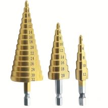 4-12/20/32mm HSS Titanio Rivestito Passo Punta da trapano Foratura Utensile elettrico Metallo Acciaio ad alta velocità Foro per legno Punta da trapano a cono