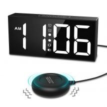 ORIA Vibrationswecker, 7,5 Zoll großes Display, LED-Uhr, lauter Wecker mit Bettschüttler für schwere Schläfer, Hörgeschädigte