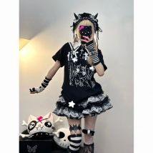 Nuova gonna sottocultura Y2k minigonna giapponese nero punk Harajuku mini abito retrò festa skinny pizzo a strati soffio gonne a trapezio