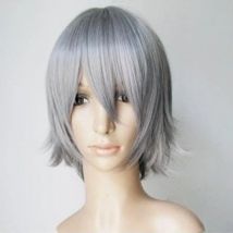 HAIRJOY Parrucca cosplay grigia corta diritta per capelli sintetici Parrucche anime per uomo