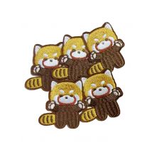 5 Stück 4,8 x 5 cm bestickte rote Panda-Aufkleber zum Aufbügeln für Kleidung, Heimwerker