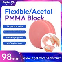 Dental PMMA 98mm Acetal Flexible PMMA Disc Dental Soft Acetal PMMA Resin Block Vita16 Color Pink Clear PMMA for Dental Lab Use