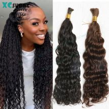 Bulk Human Hair For Braiding Water Wave Color 4 Braiding Hair Extensions Boho Braids Human Hair Bundles Double Drawn Wholesale