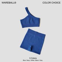 Zwei Stück Yoga-Sets Nahtlose Sport Set Frauen Eine Schulter Bh Weibliche Rippen Shorts Workout Outfit Fitness Tragen Gym Anzug