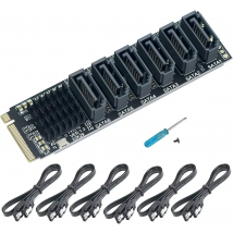 M.2 NVME PCI-E PCIE X4 X8 X16 a 6 porte 3.0 SATA Scheda adattatore Riser III 6 GB/S Chassis server Espansione PC + 6PCS 3.0 CAVO SATA