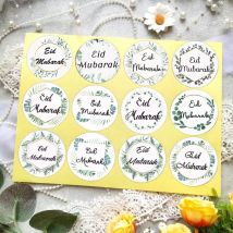 96 Stück Eid Mubarak Papier Aufkleber Blumenkranz Aufkleber für Ramadan Kareem muslimische islamische Dekoration DIY Geschenke Verpackung Versorgung