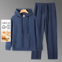 320GSM Premium Cotton Hoodie Set for Men Women Streetwear Two-Piece Outfit Hooded Sweatshirt with Pants Plus Size Men's Clothes