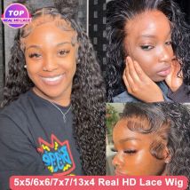 Leimlose echte HD-Spitze Verschluss Perücken 7x7/6x6/5x5 HD-Verschluss Perücke lockig vor gezupft 13x4 volle frontale Spitze Echthaar Perücken für Frauen
