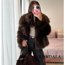 Vintage Fur Jacket Coat Women Autumn Winter Warm Casual Loose Coat Faux Fur Lapel Brown Coat 2025 Fashion Elegant Ladies Coat