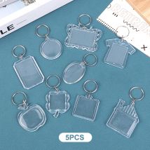 5 stücke leere Foto rahmen Schlüssel bund einfügen Foto Split Key Anhänger klar Acryl Schlüssel ring DIY Schlüssel halter Paar Jubiläums geschenke