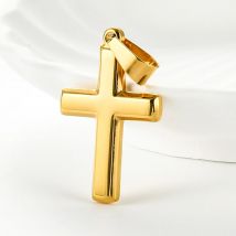 Simple Christian Stainless Steel Cross Pendant For Chain Necklace Women Men Minimalist Prayer Choker DIY Jewelry Accessories