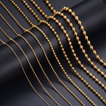 1PC wide1.2-6mm Collana a catena a sfera in acciaio inossidabile placcato oro 18K per ciondolo o targhette per cani Catene Creazione di gioielli Dropshipping