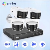 ANNKE 6MP System kamer bezpieczeństwa wideo sieciowe POE z 2pcs 4pcs 6MP 180 ° podwójny obiektyw POE kamery Ip dwukierunkowy zestaw Audio POE