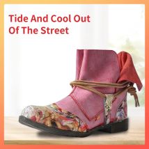 TMA AUGEN frauen Tie-Accent Leder Faul Tragen Slip-on Ankle Stiefel