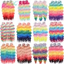 MAGIC Anna 24Inch Crochet Hair Synthetic Water Wave Braiding Hair Extensions Ombre Rainbow color Fake Hair Deep Wave Curl Hair