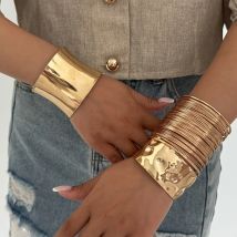 Bransoletki damskie Ingemark, szerokie, ze stopu, z efektem nakładania, w stylu vintage, nieregularne, otwarte, typu mankiet, biżuteria na imprezę.