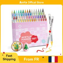 Arrtx Acryl-Farbstifte für Felsmalerei, Acrylstift mit Pinselspitze, Acrylmarker, wasserfester Farbmarker