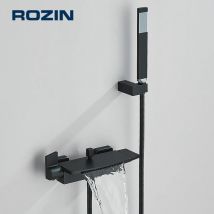 Rubinetto per doccia a cascata nero Rubinetti per vasca da bagno a parete per bagno Rubinetti per doccia con doppia maniglia Miscelatore acqua calda fredda con doccetta