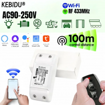 Tuya WiFi RF 433 MHz Drahtlose Fernbedienung Schalter AC 110 V 220 V Mini Relais Empfänger mit Ein Aus Sender für LED Glühbirne