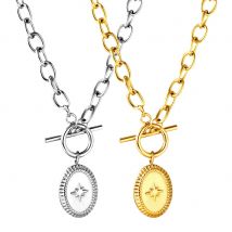 LUXUSTEEL OT Elliptical Lucky Star Women’s Jewelry Pendant Stainless Steel Golden Color Fashion Female Necklace Choker Gift