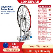 Soporte para rueda de bicicleta, herramienta de reparación de alineación de ruedas de bicicleta con indicador de dial para liberación rápida y eje pasante para reparación de ciclismo