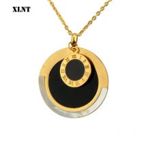 XLNT Neue Mode Frauen Halskette Edelstahl Shell Halskette Römische Ziffer Luxus Schmuck Top Qualität Frauen Hochzeit Schmuck