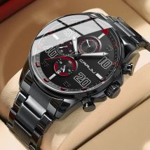 Crrju Uhr für Männer Top Marke Luxus Big Dial Edelstahl wasserdichte Chronograph Armbanduhr mit Datum Relogio Masculino