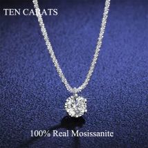 Collar de moissanita GRA de diez quilates 0,5-2 quilates para mujer, colgante de diamante de laboratorio clásico brillante de Color D, Plata de Ley 925